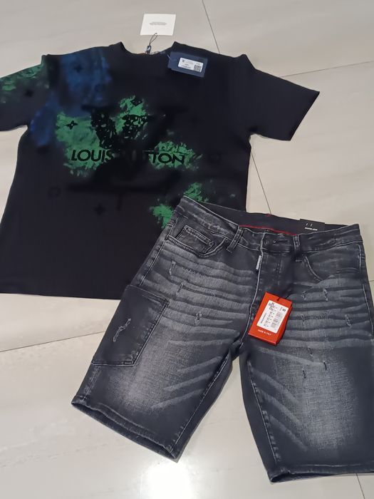 Compleu bărbați tricou și pantaloni scurți de blugi disquared