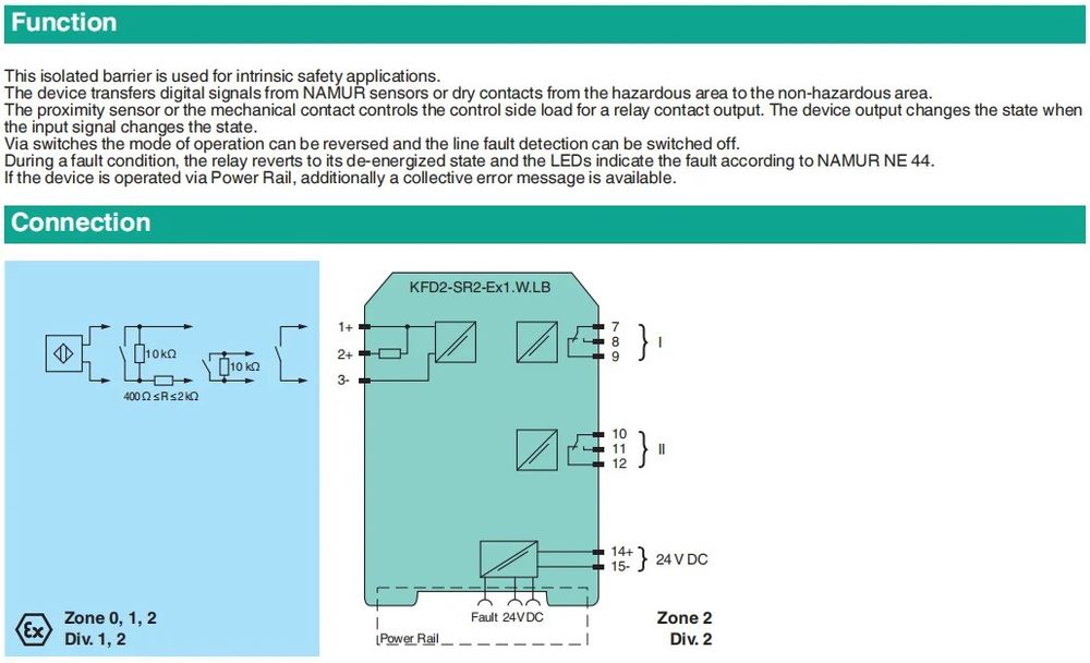 Барьер искрозащиты KFD2-SR2-Ex1