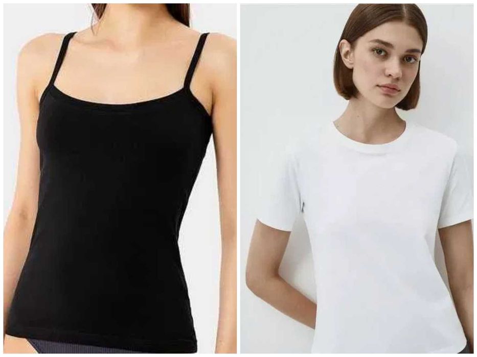 белая футболка и черный топ slim fit