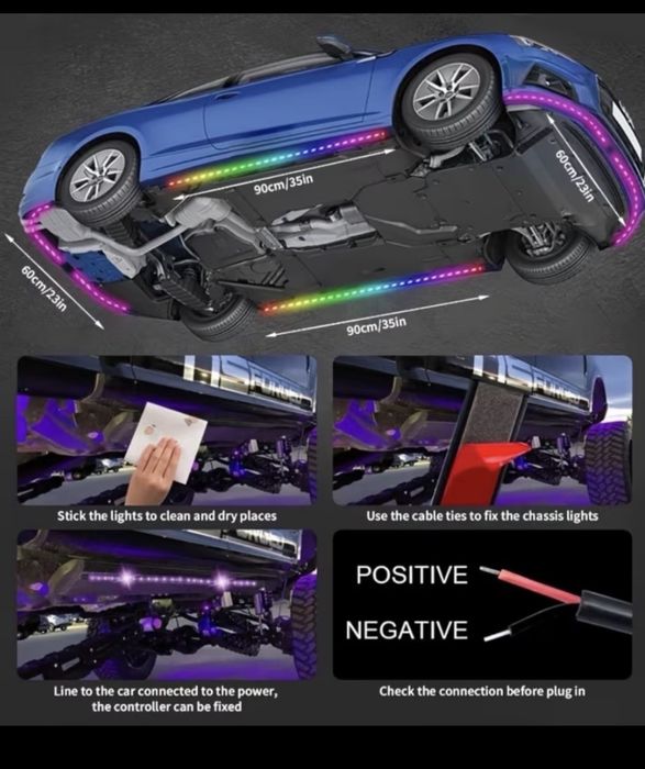 RGB LED пури за кола BLUETOOTH