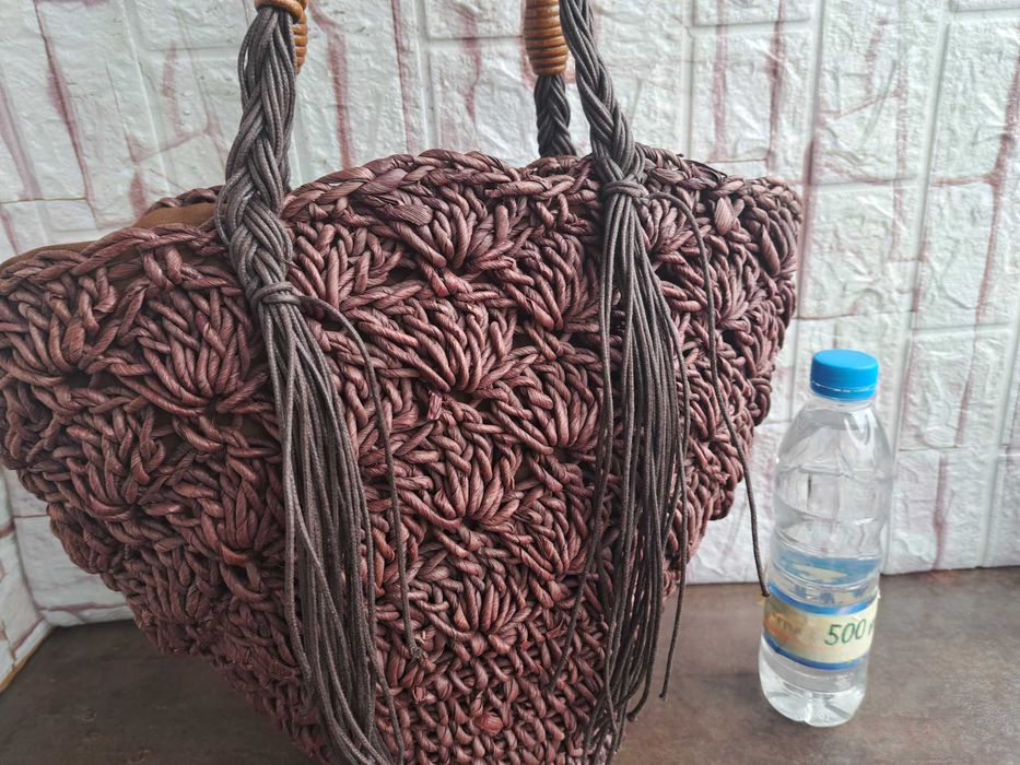 дамска сламена чанта,сламена торба,плетена кошница