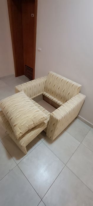 Диван двуместен разтегателен + фотьойл с ракла за съхранение