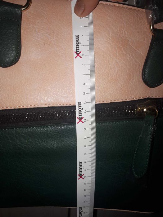 Нова дамска чанта от екокожа в цвят пудра