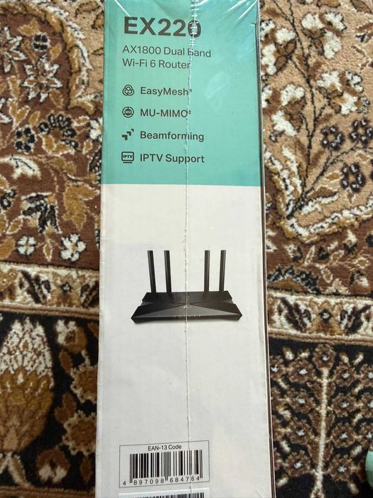 Нов Wi-Fi 6 Рутер TP-Link EX220 (AX1800 Dual-Band Aginet) мощен и неразпечатан