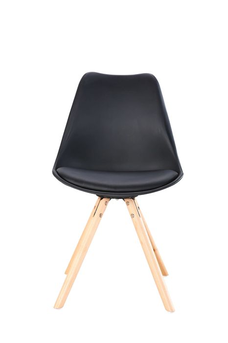 Set 6 Scaune dining lemn si PVC stil scandinav maro si negru