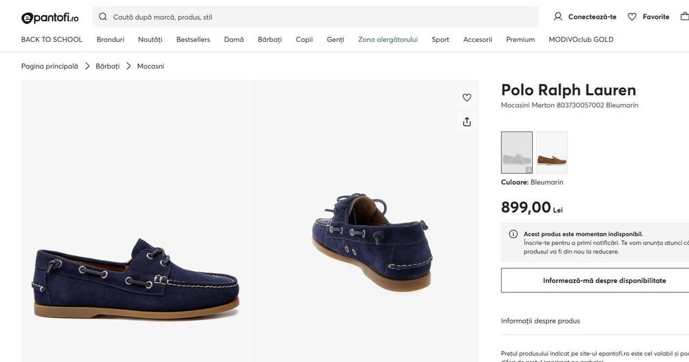 Pantofi sport casual 43.5 44 boat de lux Ralph Lauren NOI piele naturala suede navy