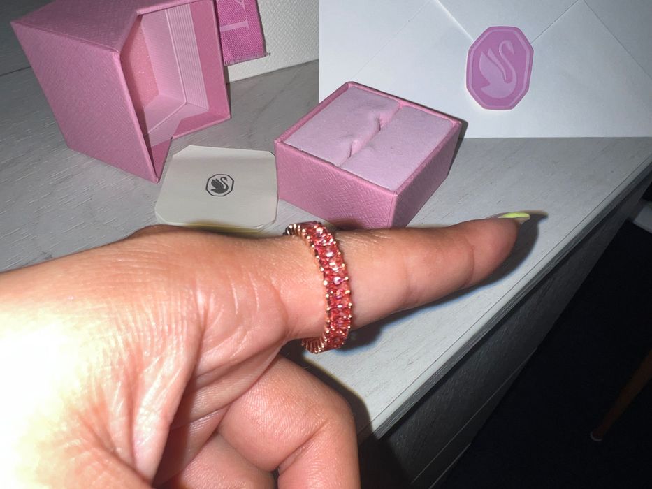 Inel Matrix Swarovski Pietre Roz