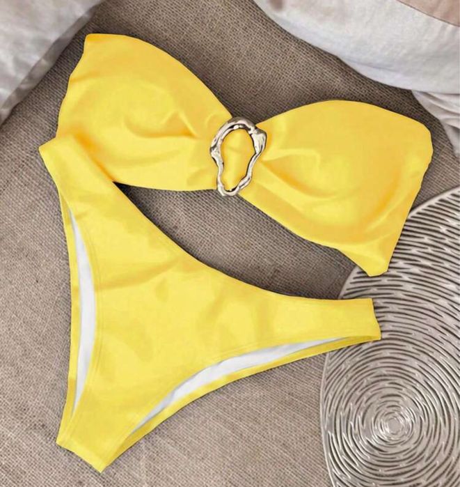 Чисто нов бански черен/ розов/ бял с лимон, роза,