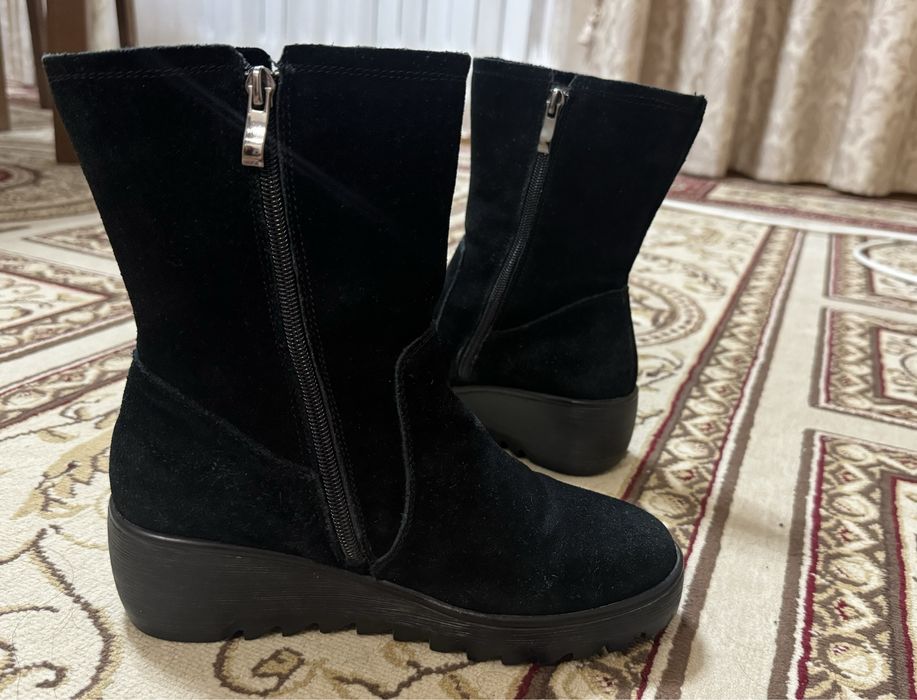 Сапоги замшевые чёрные