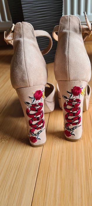 Pantofi dama 36 crem rosi albaștri