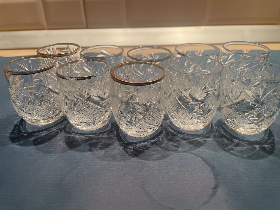 Vand set de 10 pahare CRISTAL - tuica/rachiu / BOHEMIA