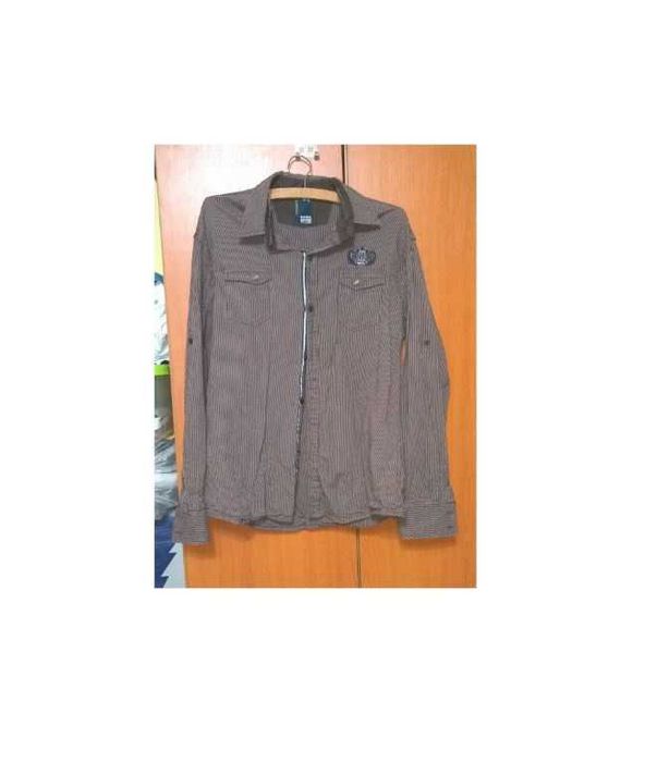 Oferta! Camasa BBT Oasis Denim UK, maron cu maneca lunga , buzunare