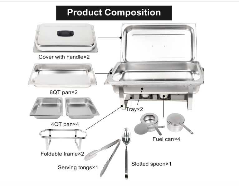 Комплект съдове за бен мари,Valgus 9L, Chafing Dish Бюфет Chafer Set