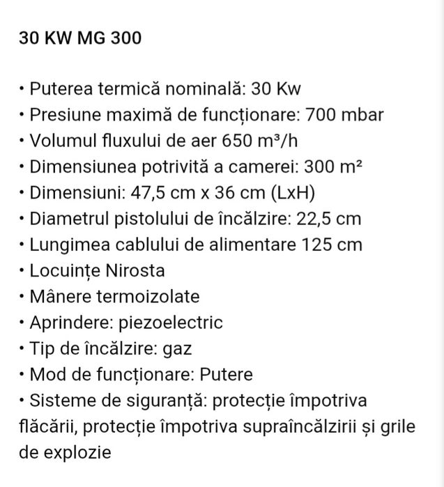 Tun/ventilator de încălzire cu gaz