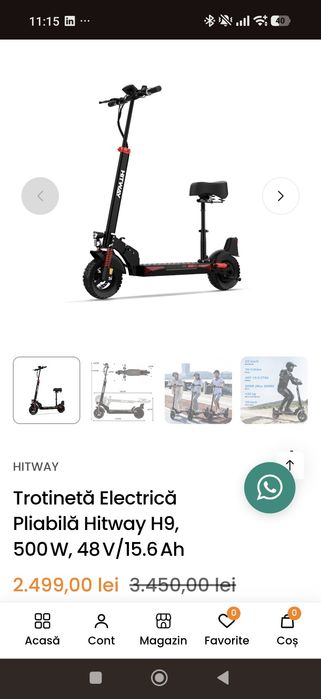 Trotineta Hitway H9  500w 10ah 70km autonomie 120kg