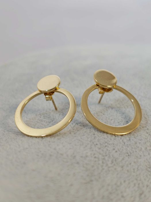 Cercei Eleganți din Aur 14K cu Design Modern – Model Două Cercuri