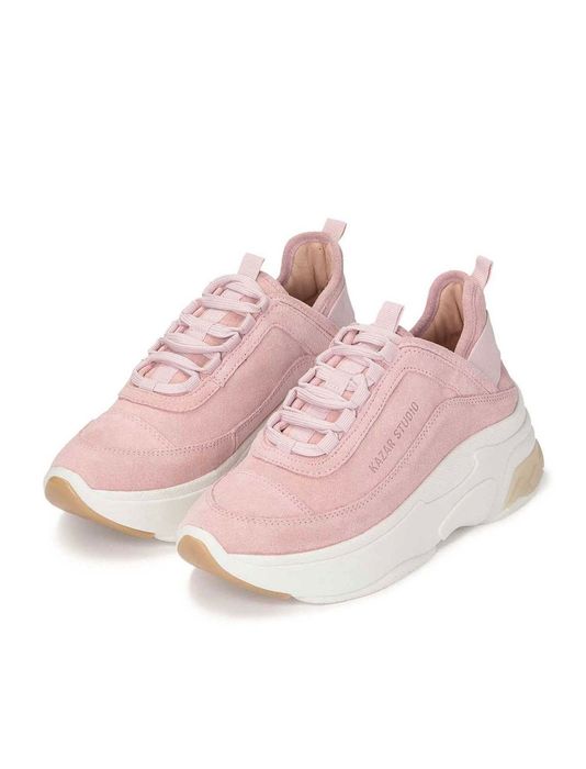 Дамски, розови, спортни обувки от естествена кожа - Kazar studio