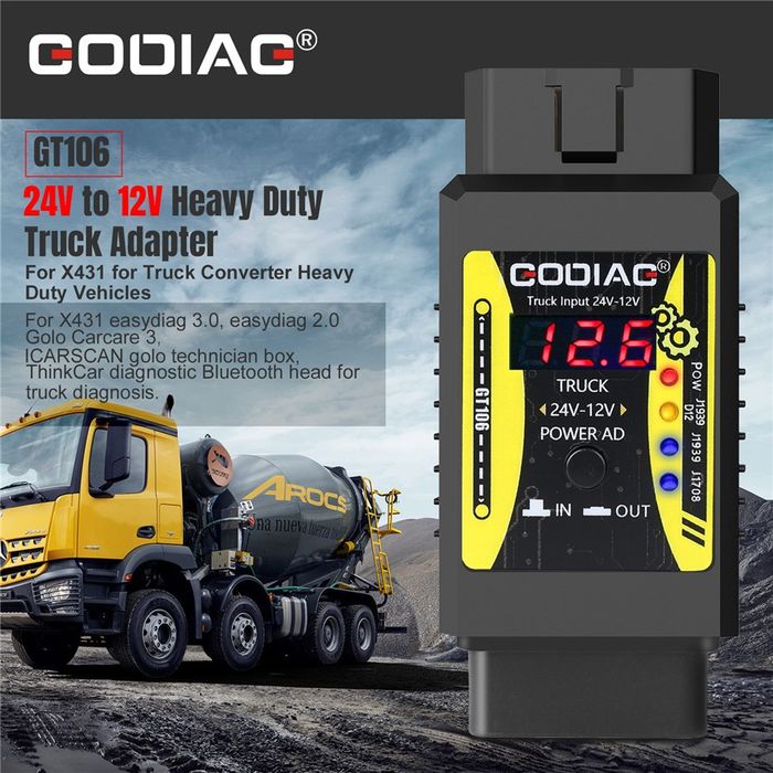GODIAG OBD2  Heavy Duty адаптер за камиони  от 24V към 12V