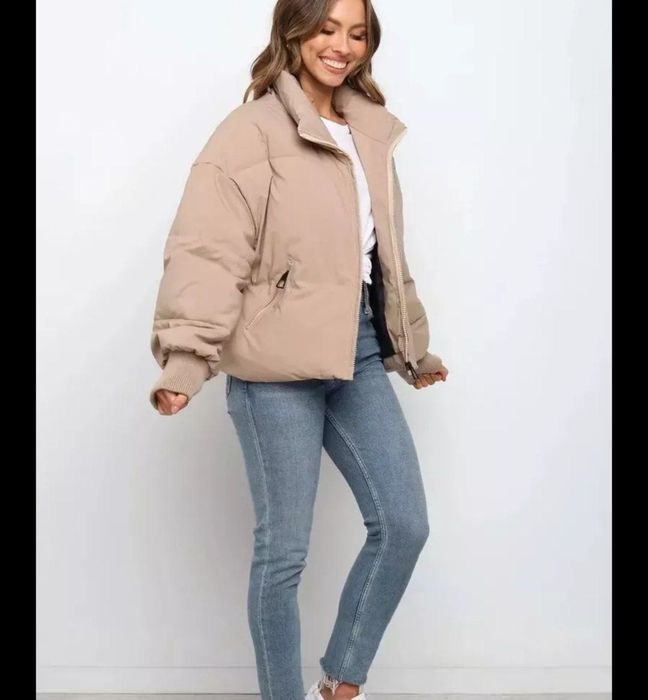 Новая куртка оверсайз бежевая и чёрная