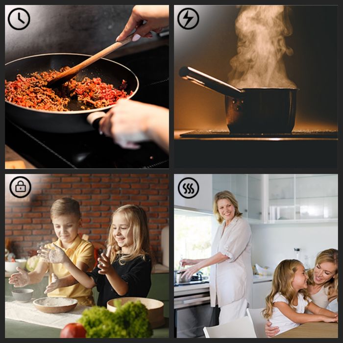Индукционен котлон за вграждане, 7000W, 4 зони, Bridge функция, 60 см, COVERCOOK