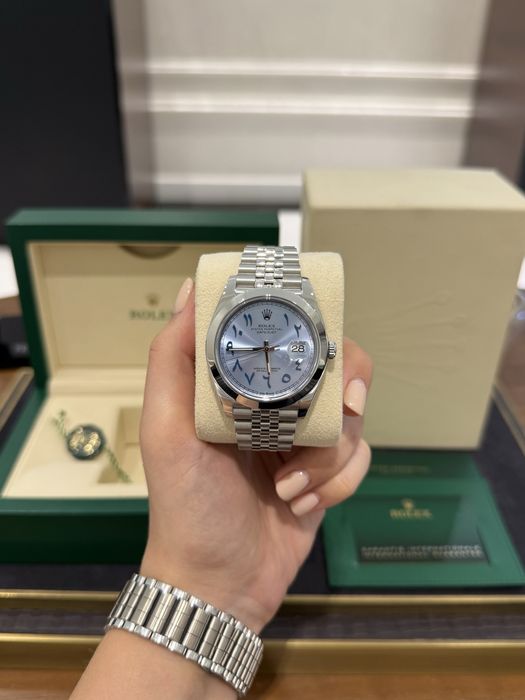 Rolex Datejust 41mm Steel Ice Blue Arabic Dial Custom 126300