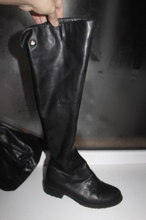 сапоги зимние кожаные черные и белые