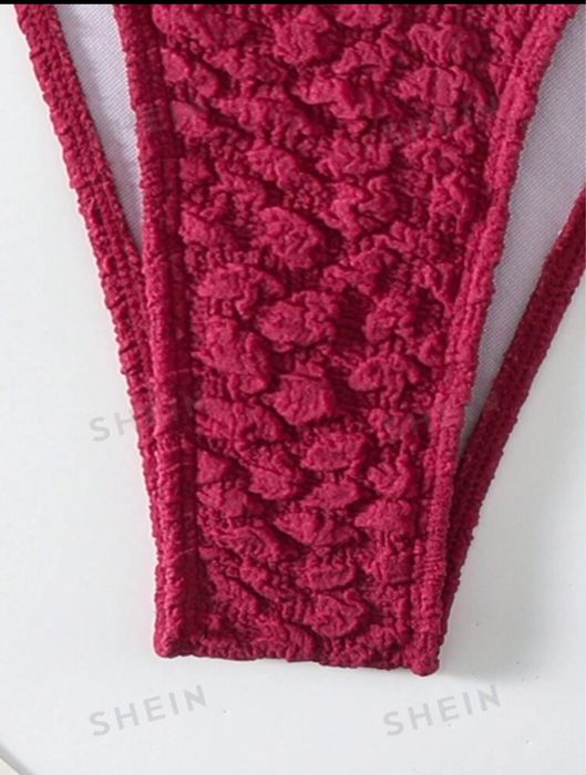 Costum de baie burgund din doua piese Marime S