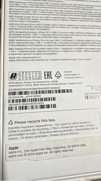 Iphone 16 Ultramarine codat vodafone ungaria