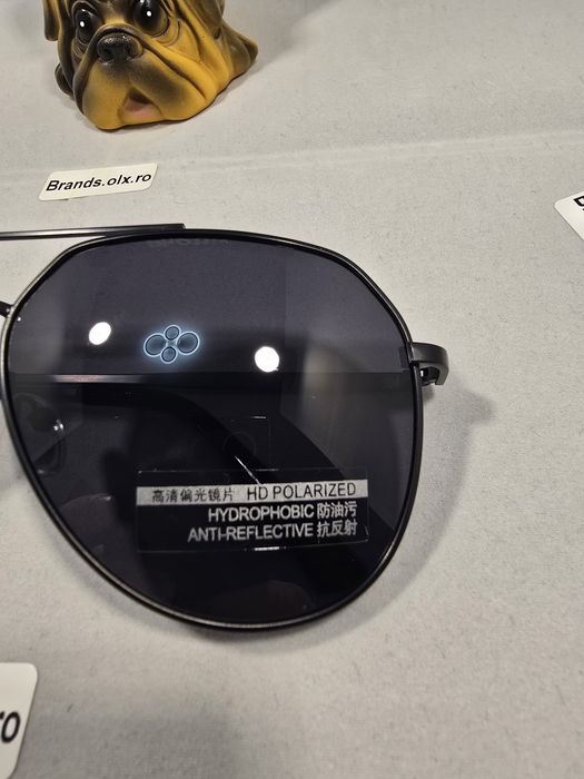 Promotie - Ochelari de soare Ray-Ban Aviator, lentile negre polarizate antireflex, rama neagra pilot shaped