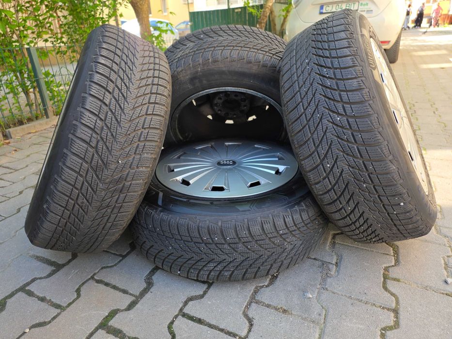 set jante aliaj r16 cu capace plastic, vw audi seat skoda 205/60/16