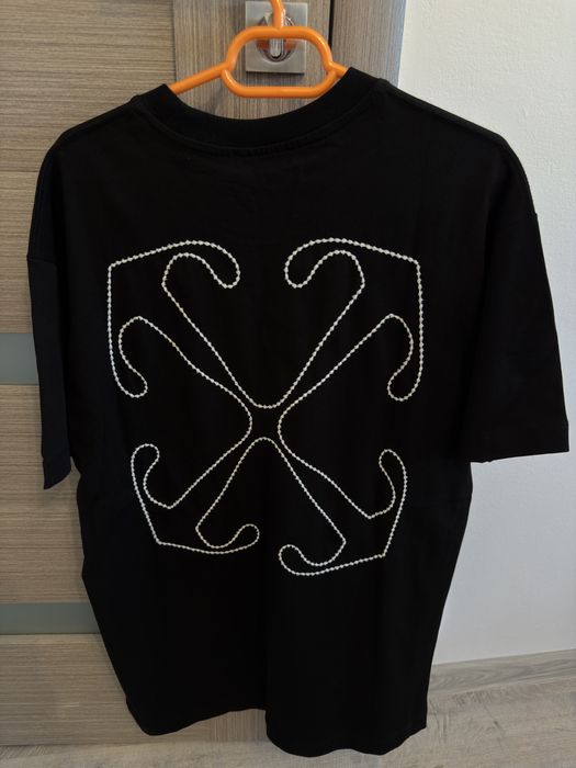 Tricou OFF WHITE, masura L, logo brodat pe fata si pe spate, nou fara eticheta, din bumbac 100%