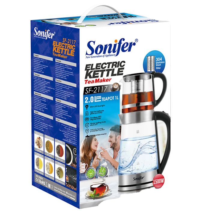Новый электрочайник Sonifer SF-2117, двухэтажный многофункциональный ч