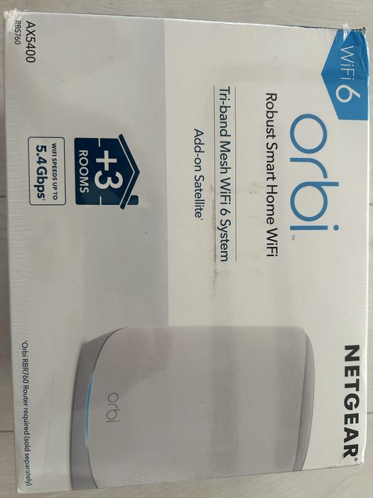 Mesh/Router wireless Netgear Orbi RBS760, tri-band, 5400 Mbps, alb