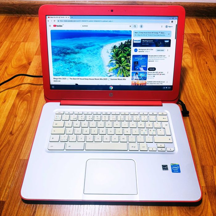 Laptop HP ChromeBook Rosu UltraSlim, Intel Celeron, HDMI