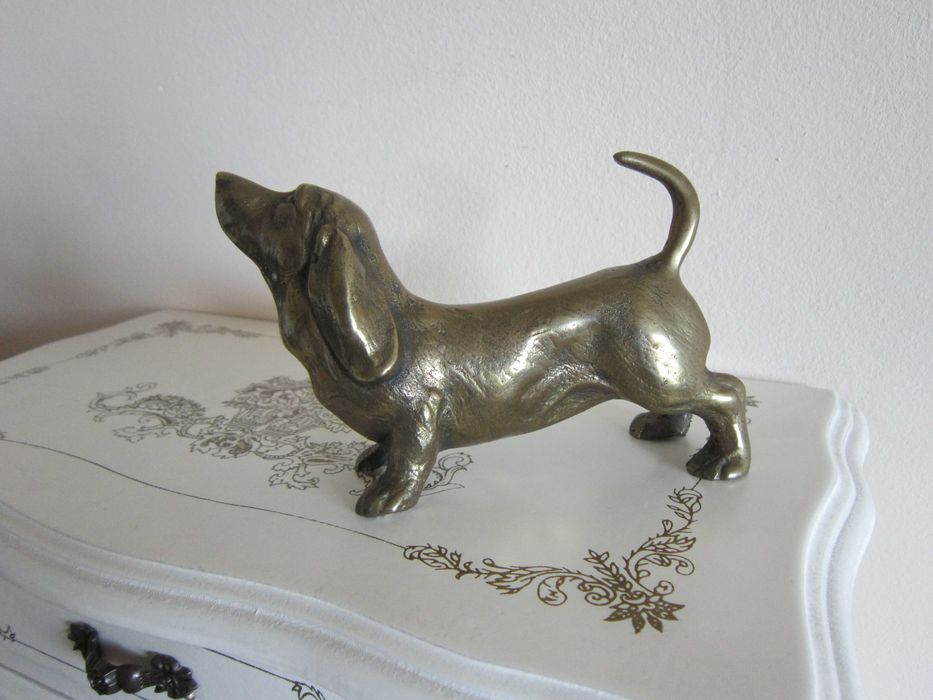 cadou rar Caine Viena 1960 Dachshund Teckel handmade bronz masiv
