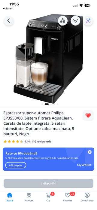Aparat de cafea/Espressor automat Philips EP 3550