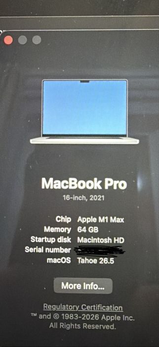 MacBook Pro 16" (M1 Max / 64GB RAM / 1TB SSD)