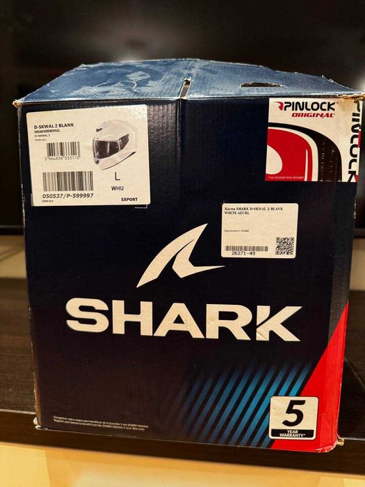 Каска за мотор L размер SHARK D-SKWAL 2 WHITE AZUR Моторна екипировка