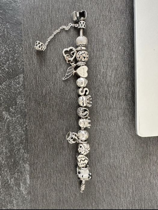 Bratara argint Pandora + charms