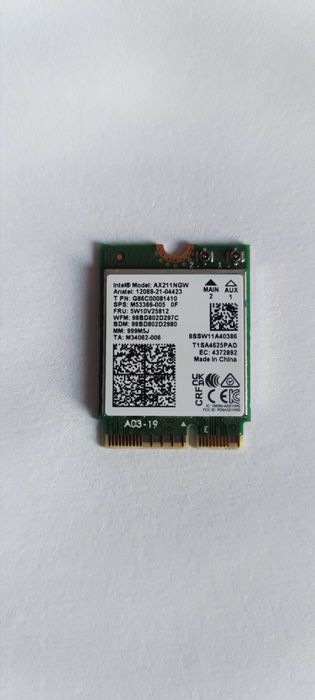 Intel AX211NGW Wi-Fi 6 Wireless Card M.2