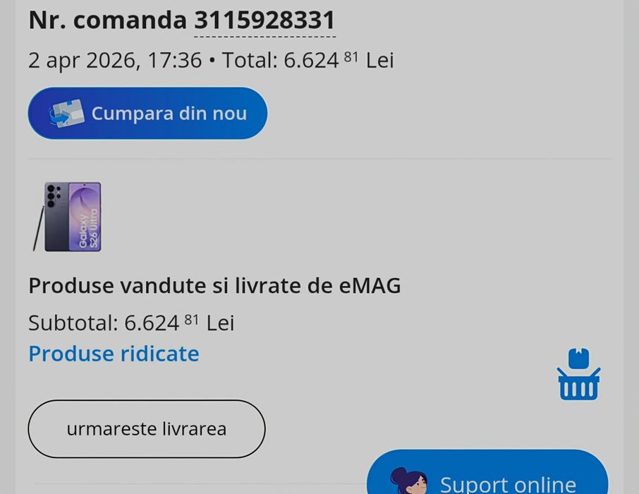 Samsung S26ultra 512 in garantie Emag dualsim