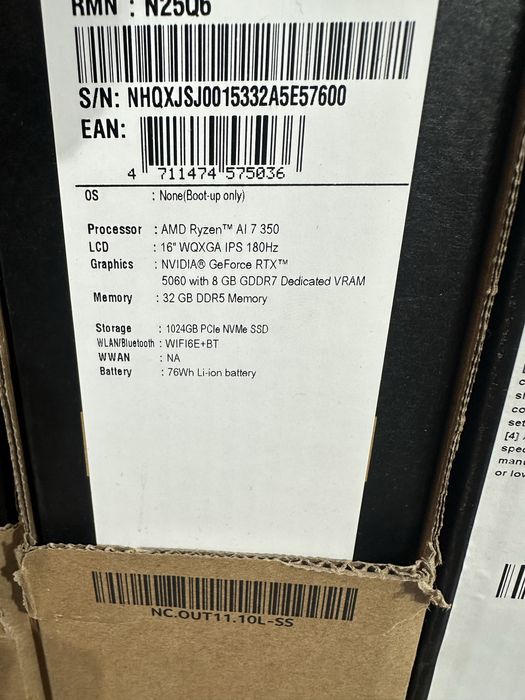 Acer Nitro 16S Ai  Ryzen AI 7-350/16GB/512GB/RTX5060/16 WQXGA