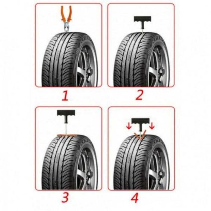 Авариен комплект за лепене на безкамерни гуми - 6 части.