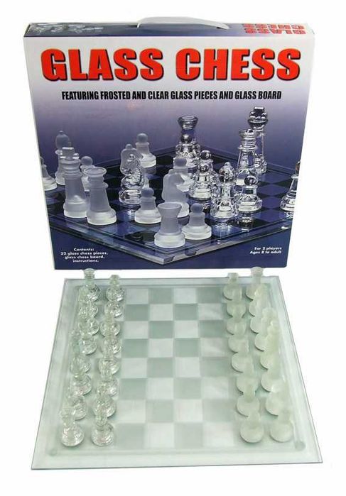 Joc sah piese tabla sticla obiect decorativ glass chess jocuri logica