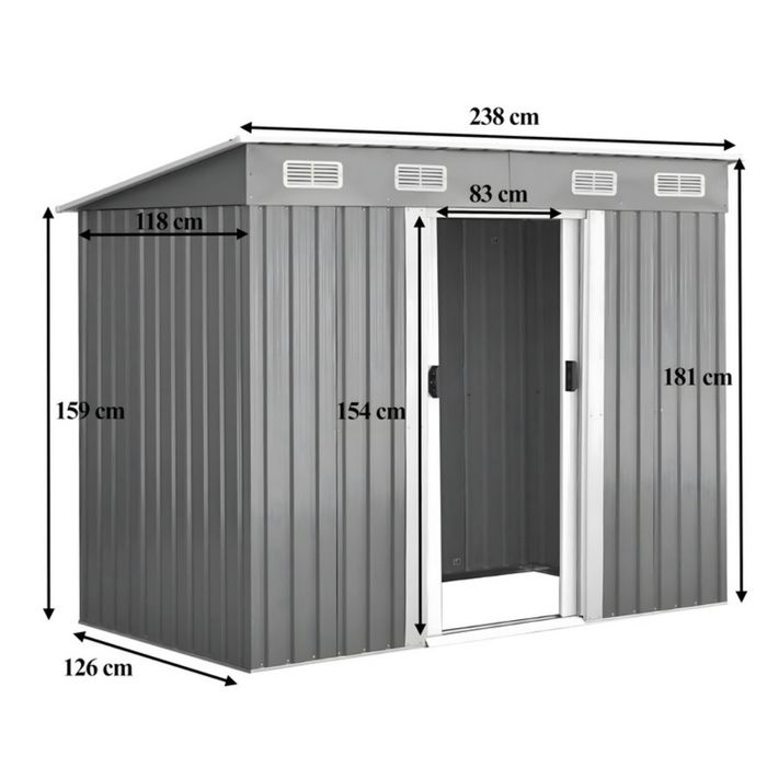 Метална градинска къща за инструменти с вентилация и заключване