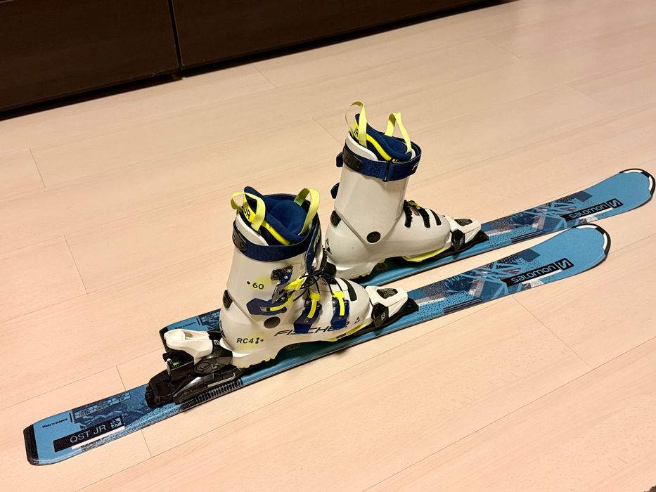 Set complet schiuri  Salomon + clăpari Fischer pentru copii