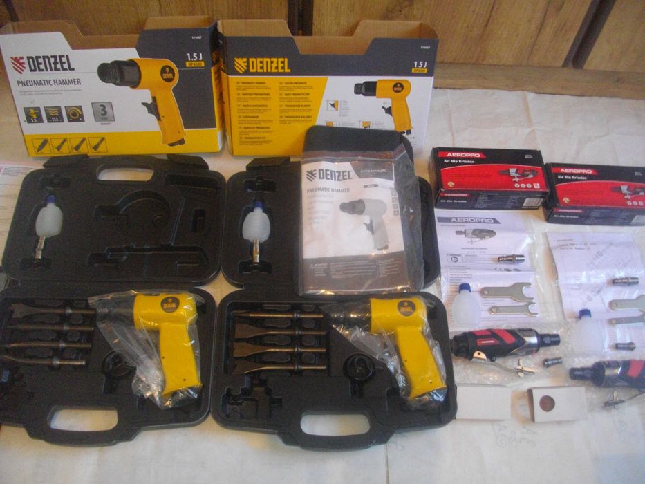 НОВ Пневматичен секач къртач Пневматичен шлайф Комплект DENZEL AEROPRO