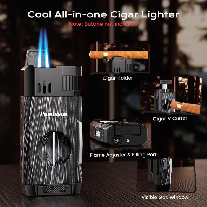 Запалка за пури с вградена резачка и поставка Honest (двоен джет)