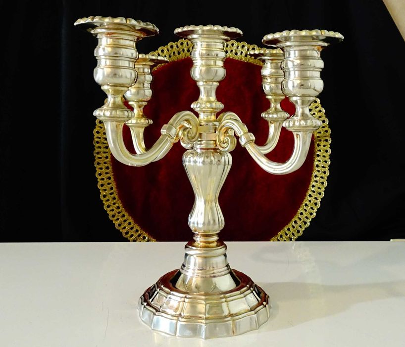 Посребрен свещник петица,1.6 кг.,викториански.