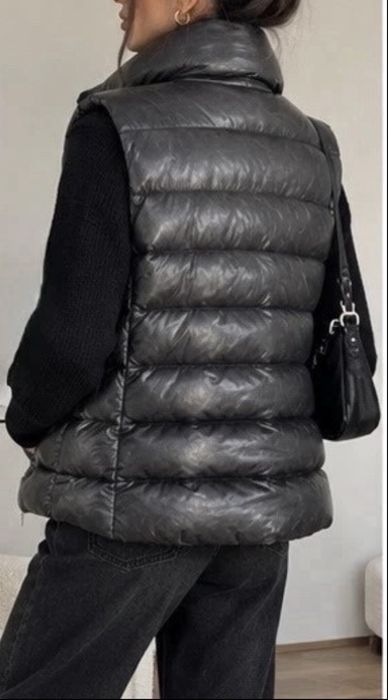 Vesta din piele naturala cu umplutura din pene, Massimo Dutti